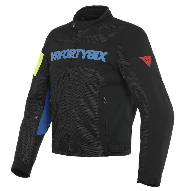 DAINESE VR46 GRID AIR TEX JACKET BLACK/BLUE/FLOU-YELLOW - Alhawee Motors