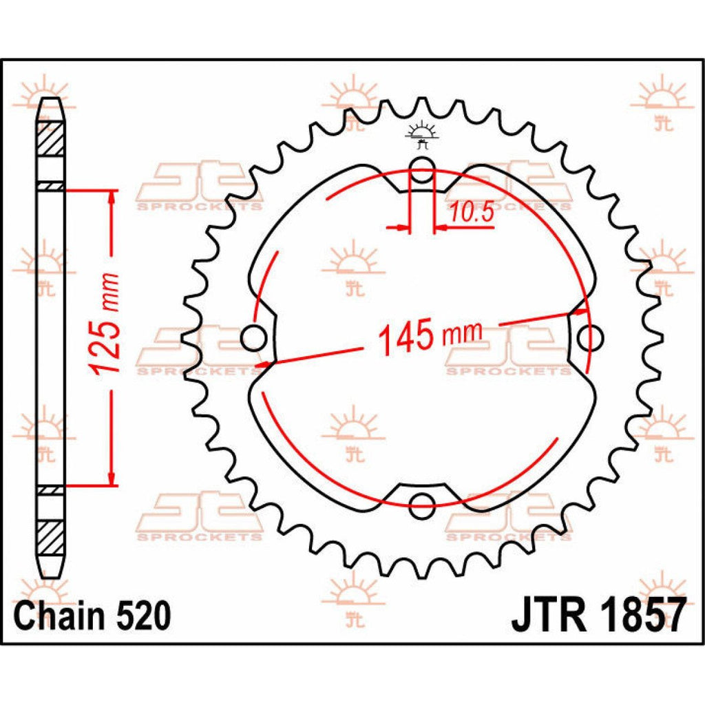 JTR1857.38 REAR REPLACEMENT SPROCKET 38 TEETH 520 PITCH NATURAL C49 HIGH CARBON STEEL - Alhawee Motors