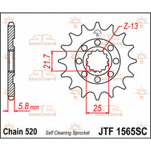 تحميل الصورة في معرض الصور JT SPROCKETS JTF1565.13SC FRONT SELF CLEANING SPROCKET 13 TEETH 520 PITCH NATURAL STEEL - Alhawee Motors 