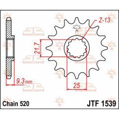 JTF1539.14 FRONT REPLACEMENT SPROCKET 14 TEETH 520 PITCH NATURAL STEEL - Alhawee Motors