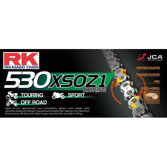 RK XSOZ1 RIVET LINK 530 X-RING REPLACEMENT DRIVE CHAIN / NATURAL - Alhawee Motors