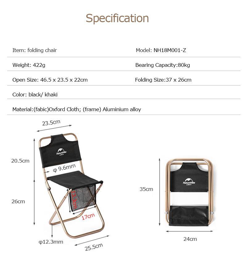 Naturehike NH17Z012-L Portable Mini Folding Stool Foldable Chair Seat a Qucik Rest - Alhawee Motors