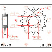 Load image into Gallery viewer, JT SPROCKETSJTF333.16 FRONT REPLACEMENT SPROCKET 16 TEETH 530 PITCH NATURAL STEEL - Alhawee Motors