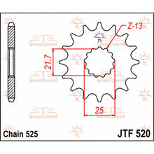 تحميل الصورة في معرض الصور JT SPROCKETS  JTF520.16 FRONT REPLACEMENT SPROCKET 16 TEETH 525 PITCH NATURAL STEEL - Alhawee Motors 